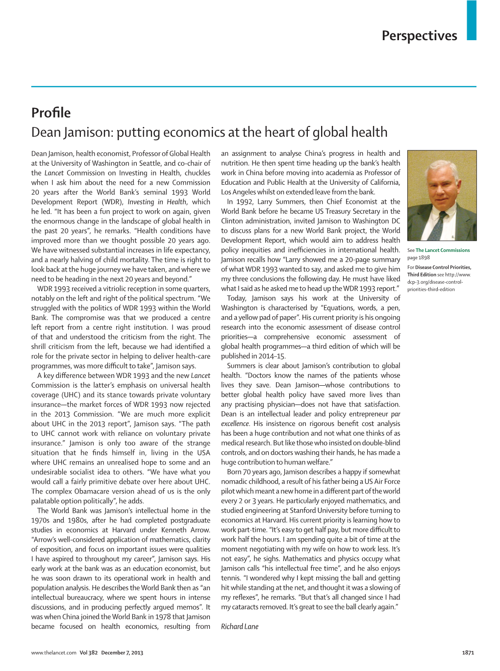 Dean Jamison: Putting Economics at the Heart of Global Health