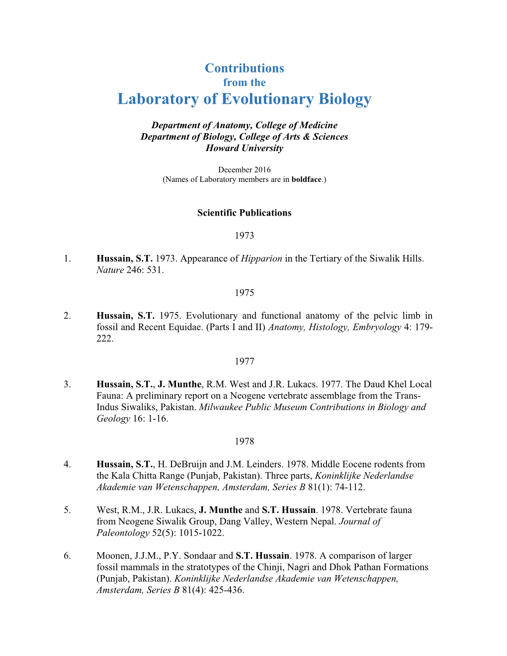 Laboratory of Evolutionary Biology