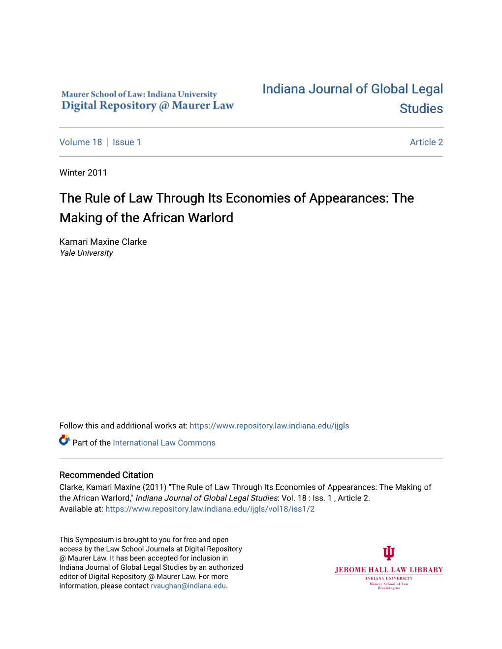 The Rule of Law Through Its Economies of Appearances: the Making of the African Warlord