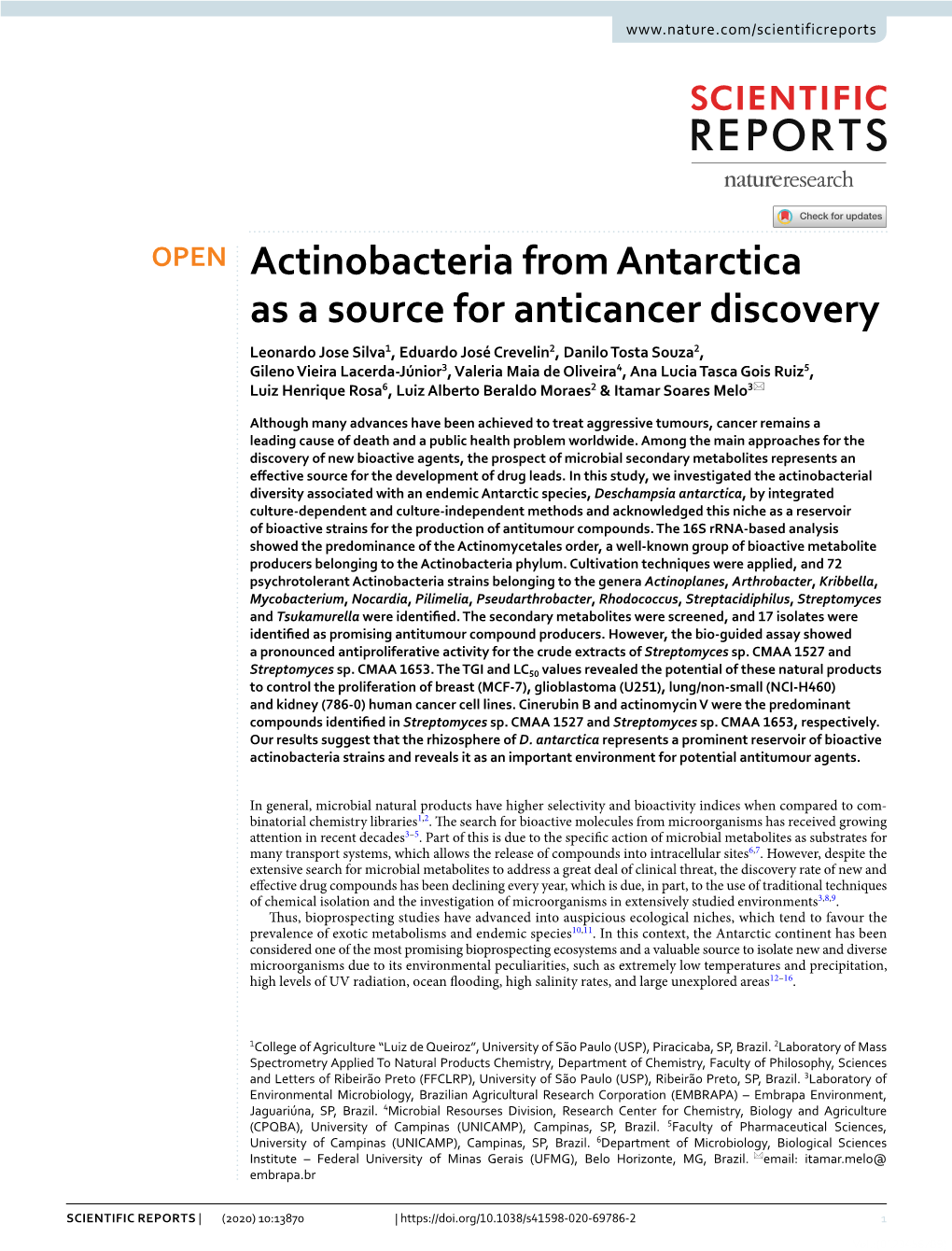 Actinobacteria from Antarctica As a Source for Anticancer Discovery