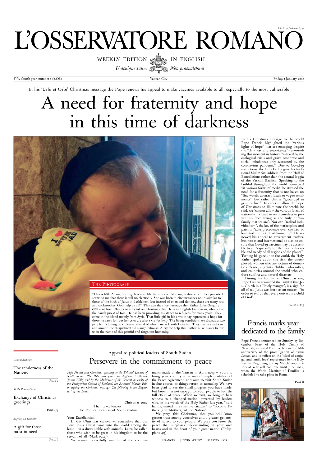A Need for Fraternity and Hope in This Time of Darkness
