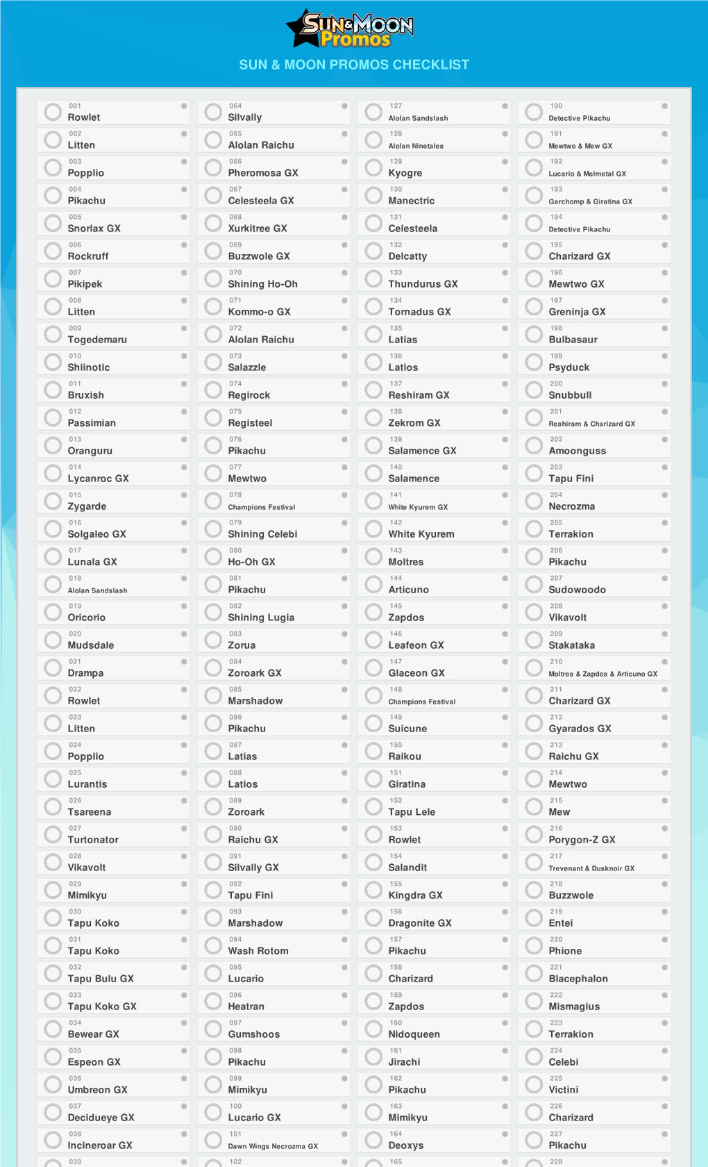 Sun & Moon Promos Checklist .:. Powered by Pokellector