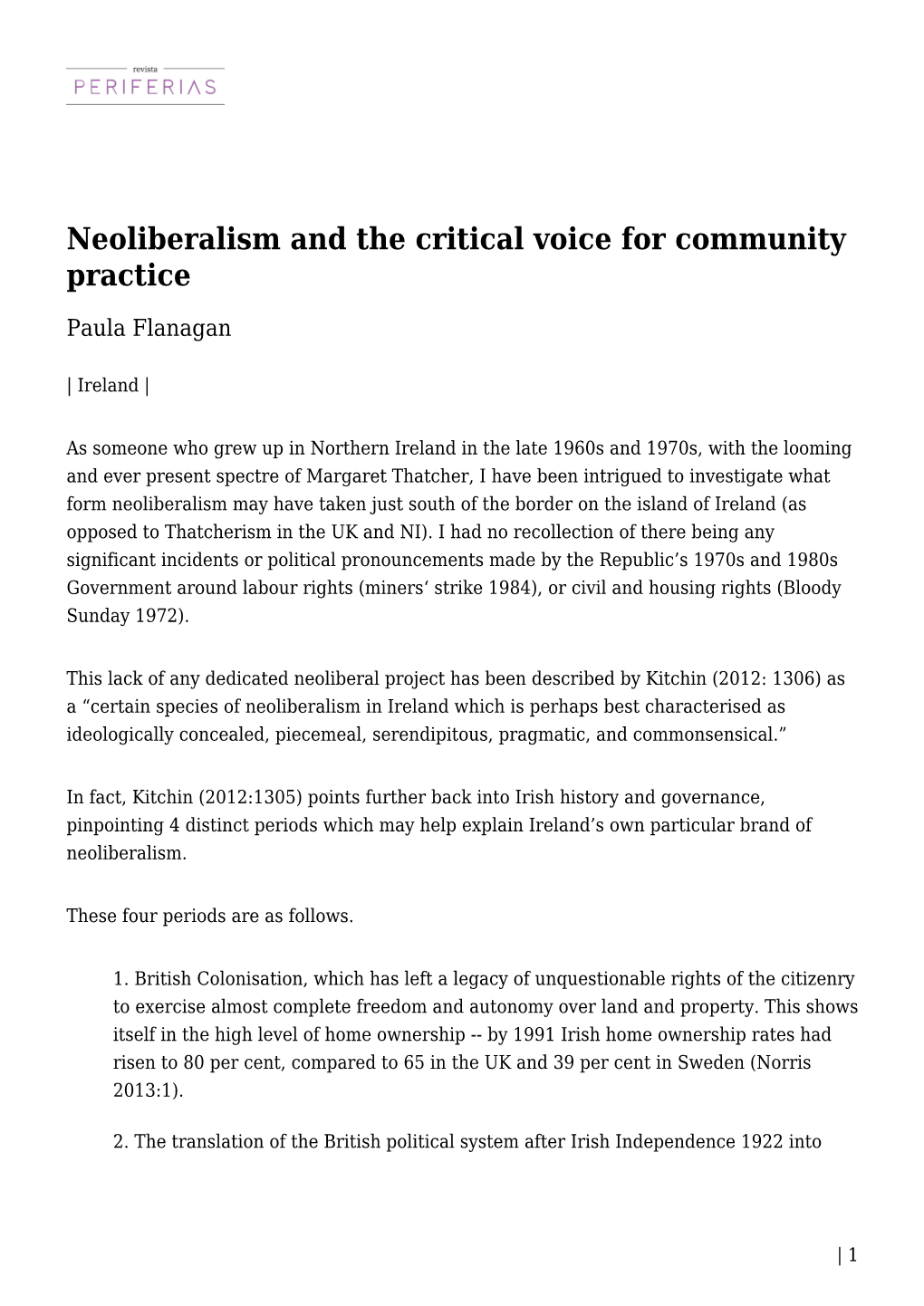 Neoliberalism and the Critical Voice for Community Practice