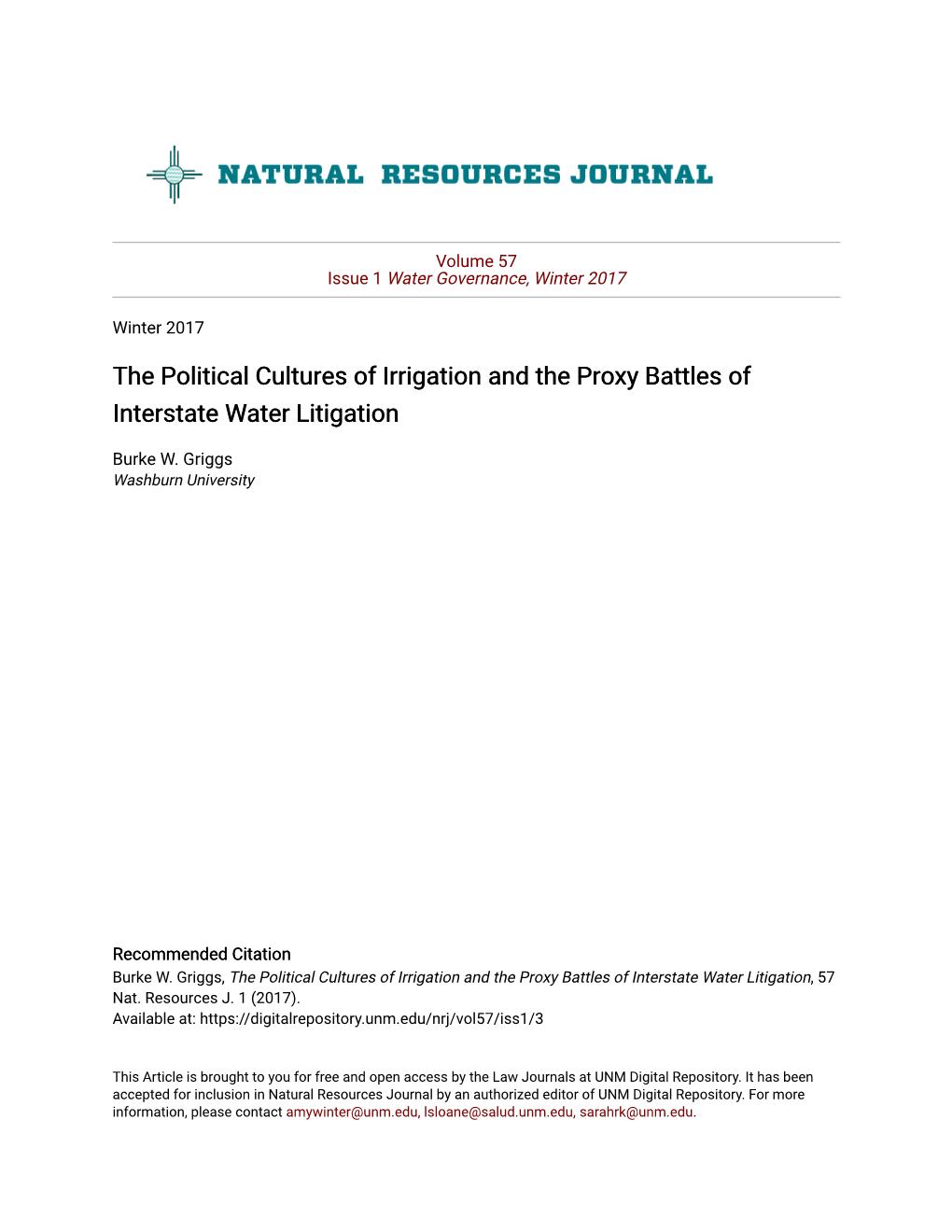 The Political Cultures of Irrigation and the Proxy Battles of Interstate Water Litigation