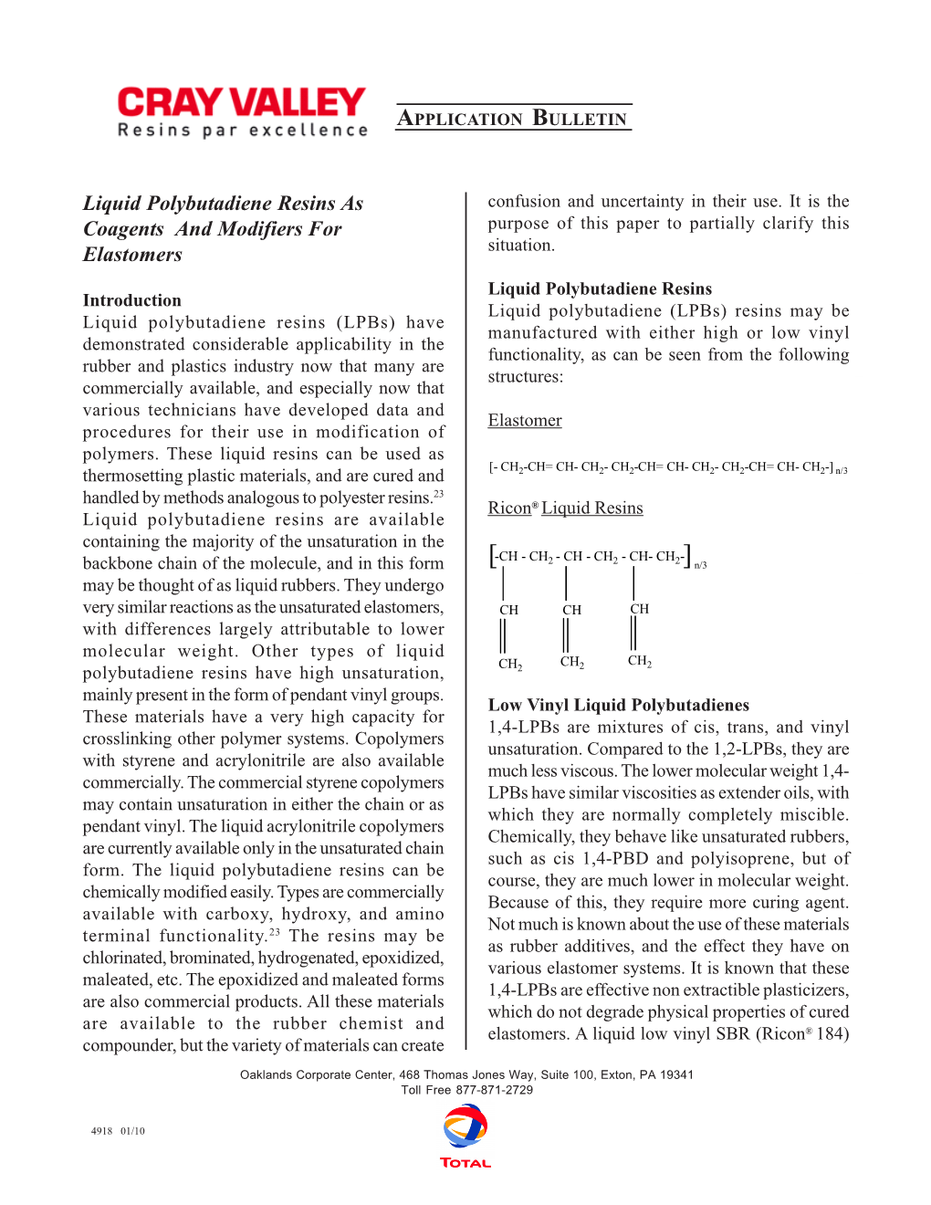 Liquid Polybutadiene Resins As Coagents and Modifiers For