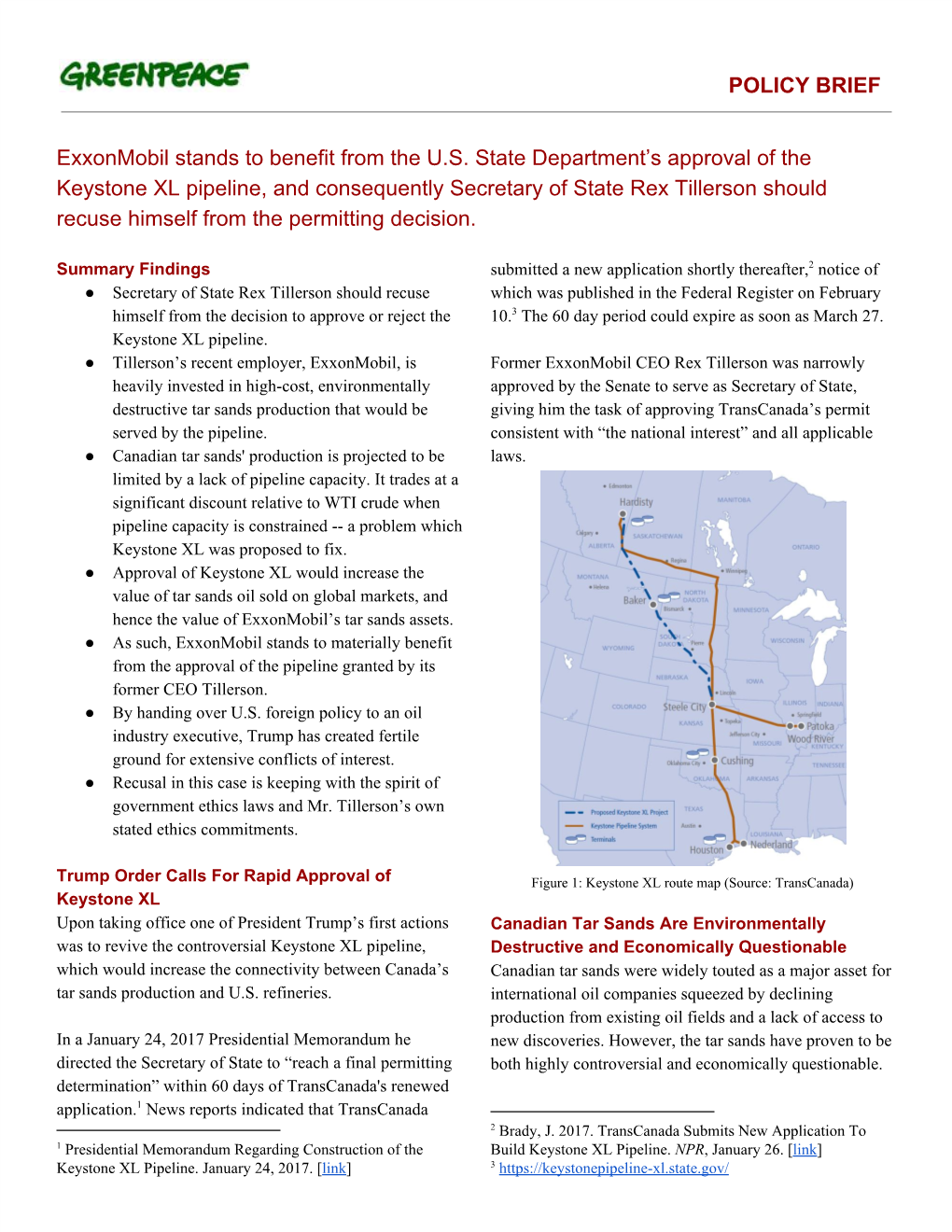 POLICY BRIEF Exxonmobil Stands to Benefit from the U.S. State