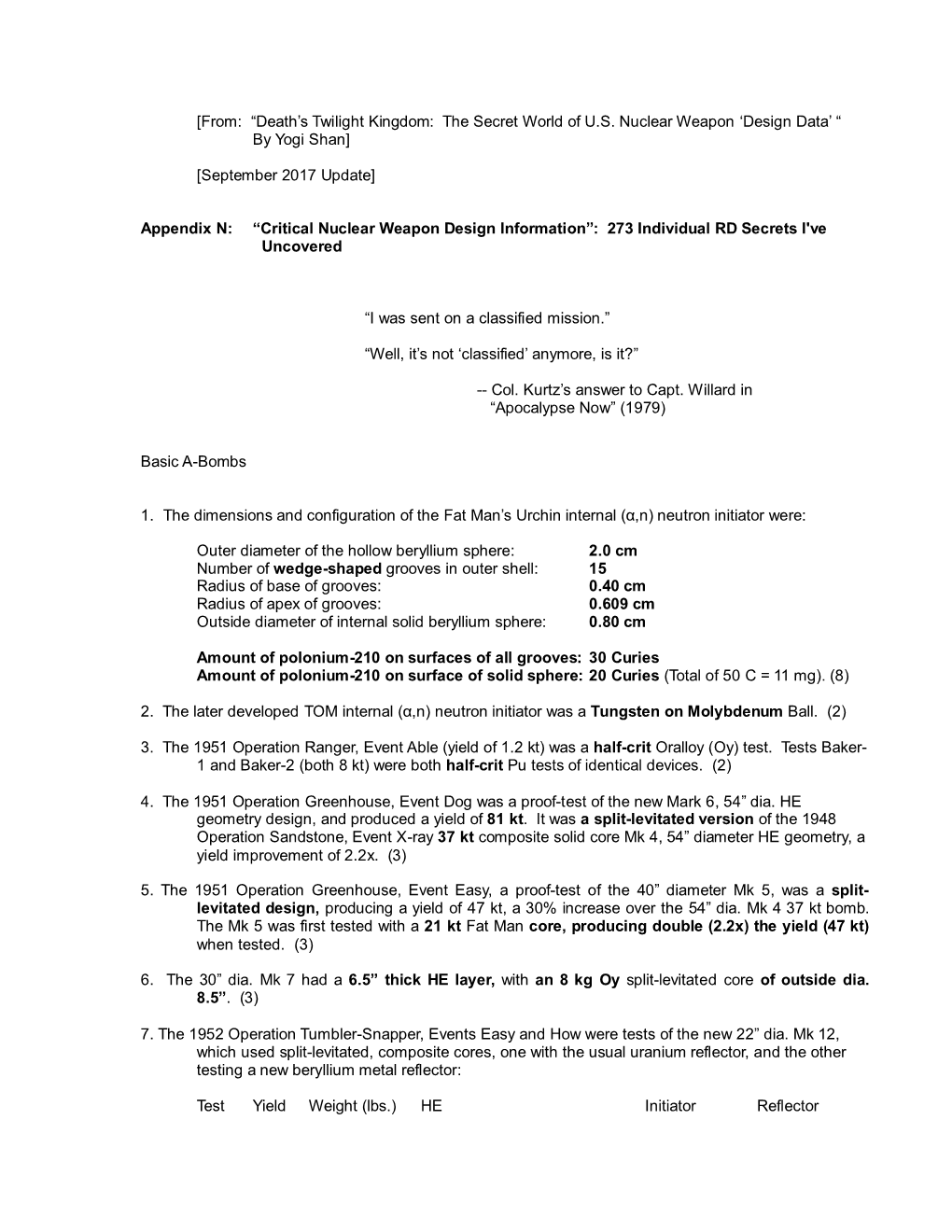 [From: “Death‟S Twilight Kingdom: the Secret World of U.S. Nuclear Weapon „Design Data‟ “ by Yogi Shan]