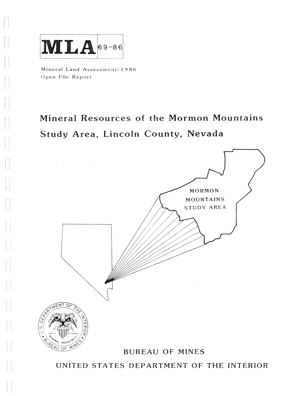 Mineral Resources of the Mormon Mountains Study Area, Lincoln County, Nevada