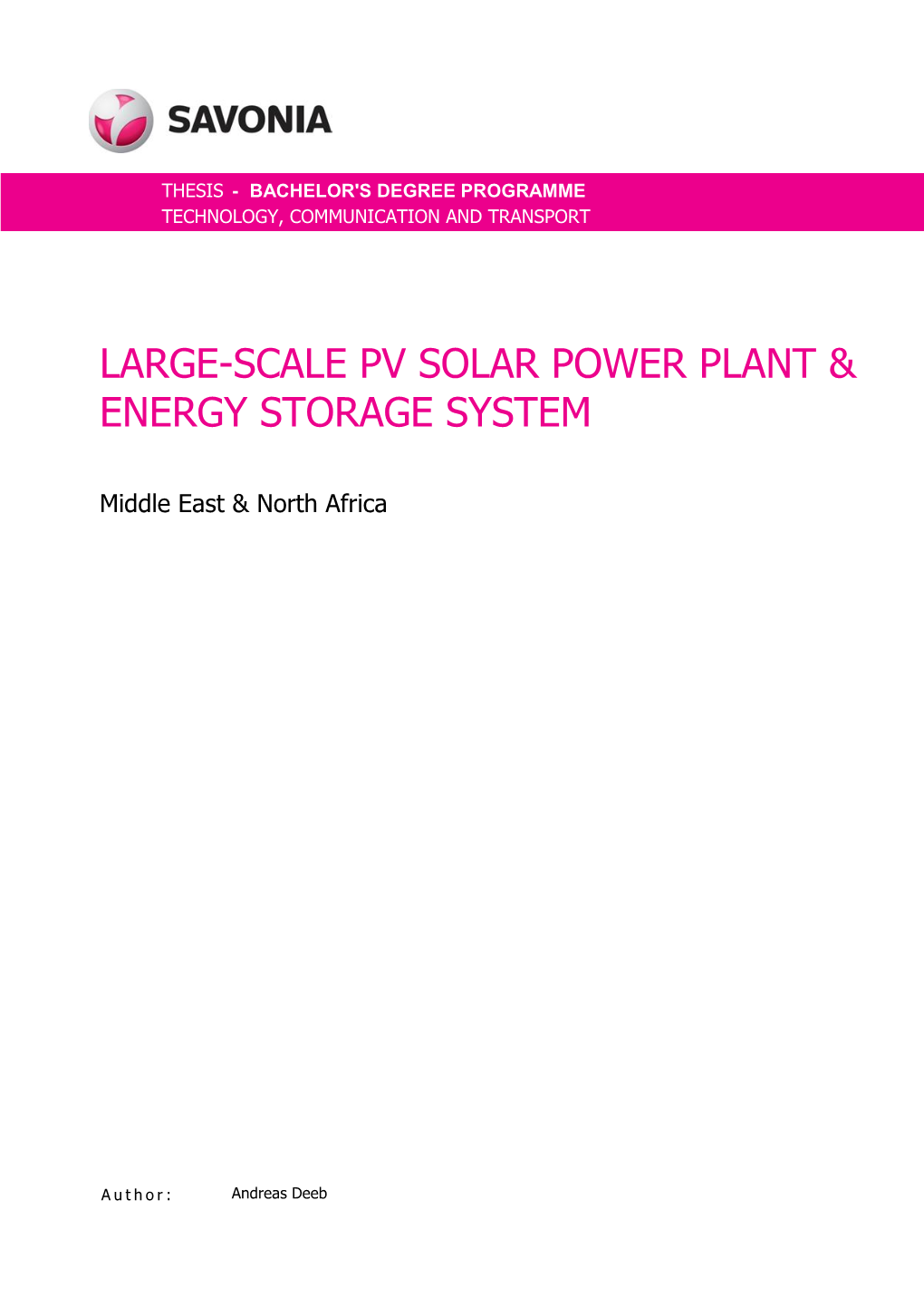 Large-Scale Pv Solar Power Plant & Energy Storage