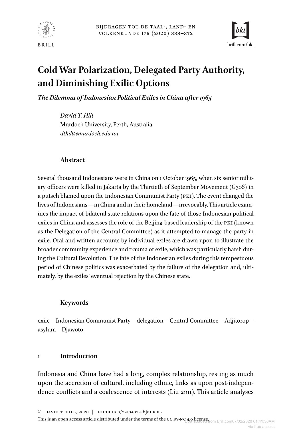 Coldwar Polarization, Delegated Party Authority, and Diminishing Exilic Options