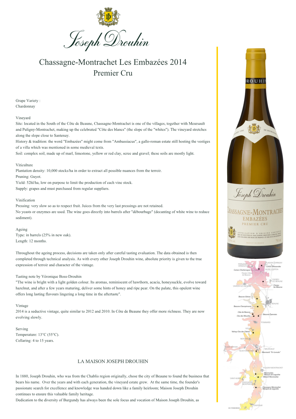 Chassagne-Montrachet Les Embazées 2014 Premier Cru