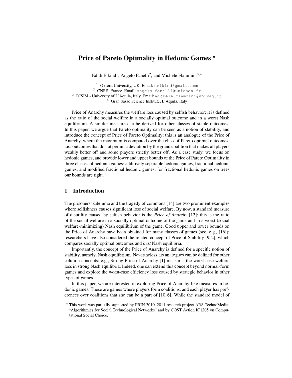 Price of Pareto Optimality in Hedonic Games ⋆