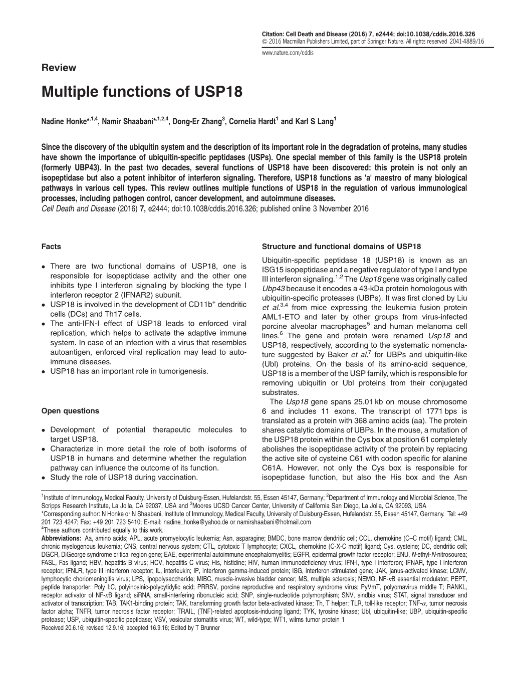 Multiple Functions of USP18