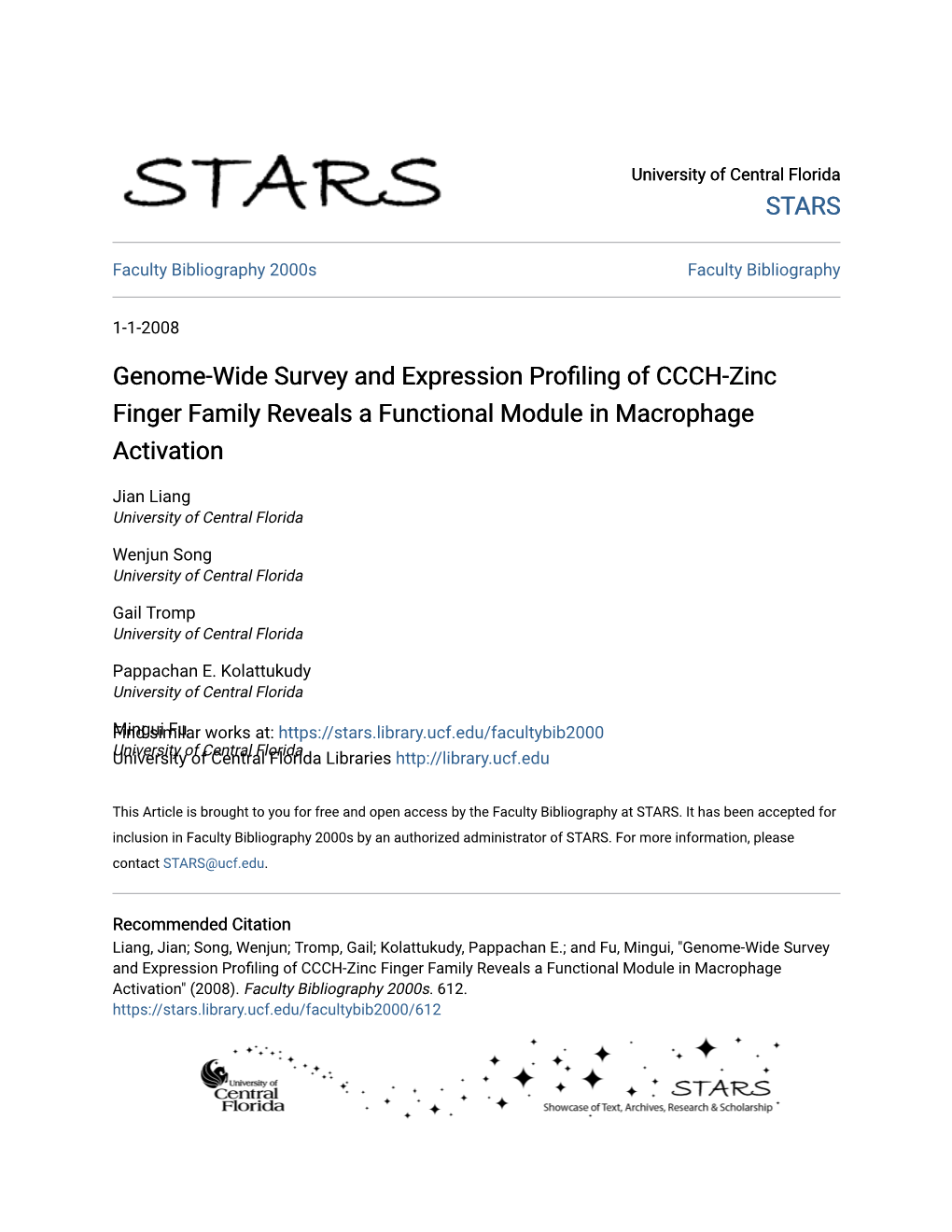 Genome-Wide Survey and Expression Profiling of CCCH-Zinc Finger Family Reveals a Functional Module in Macrophage Activation