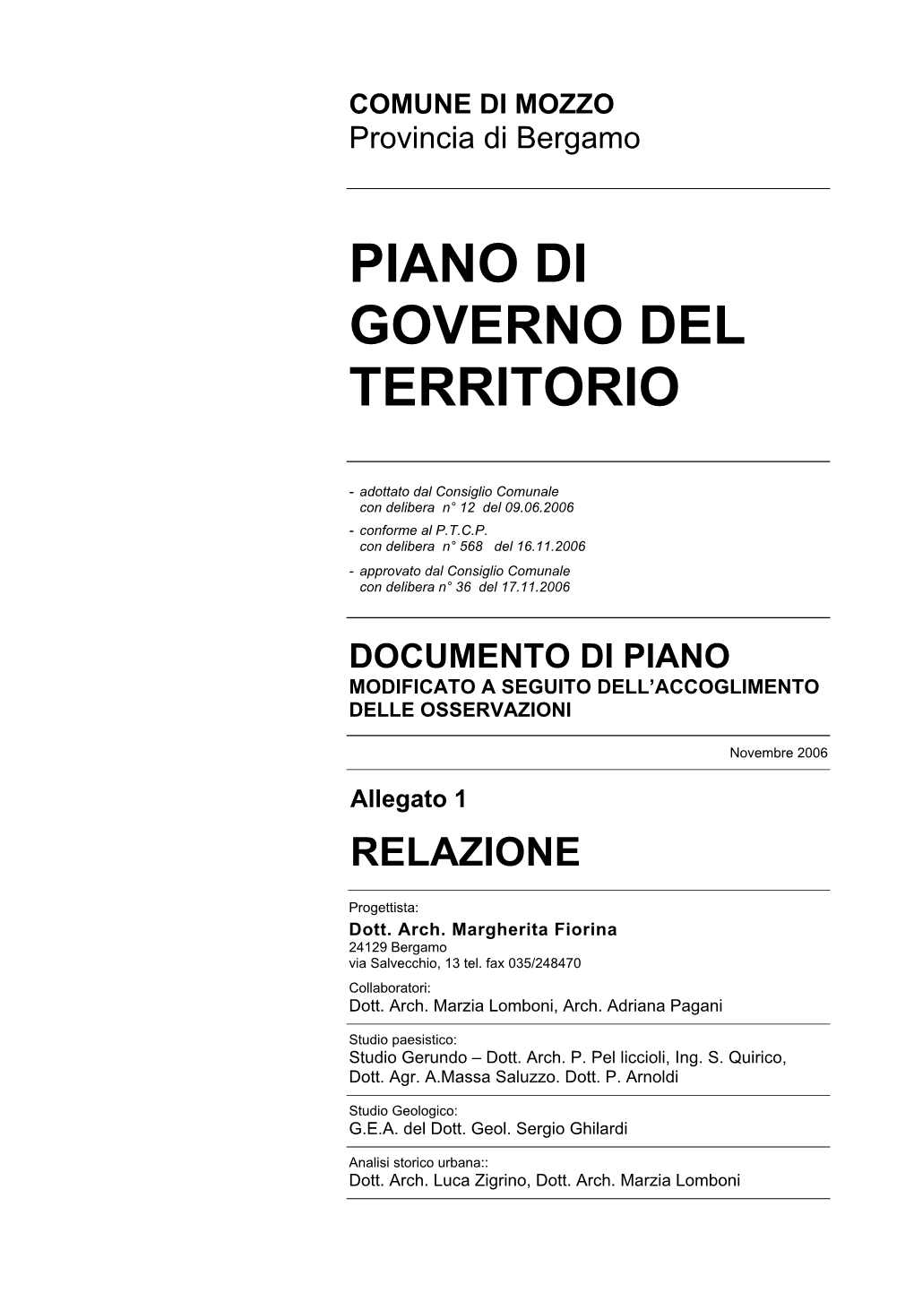 Piano Di Governo Del Territorio