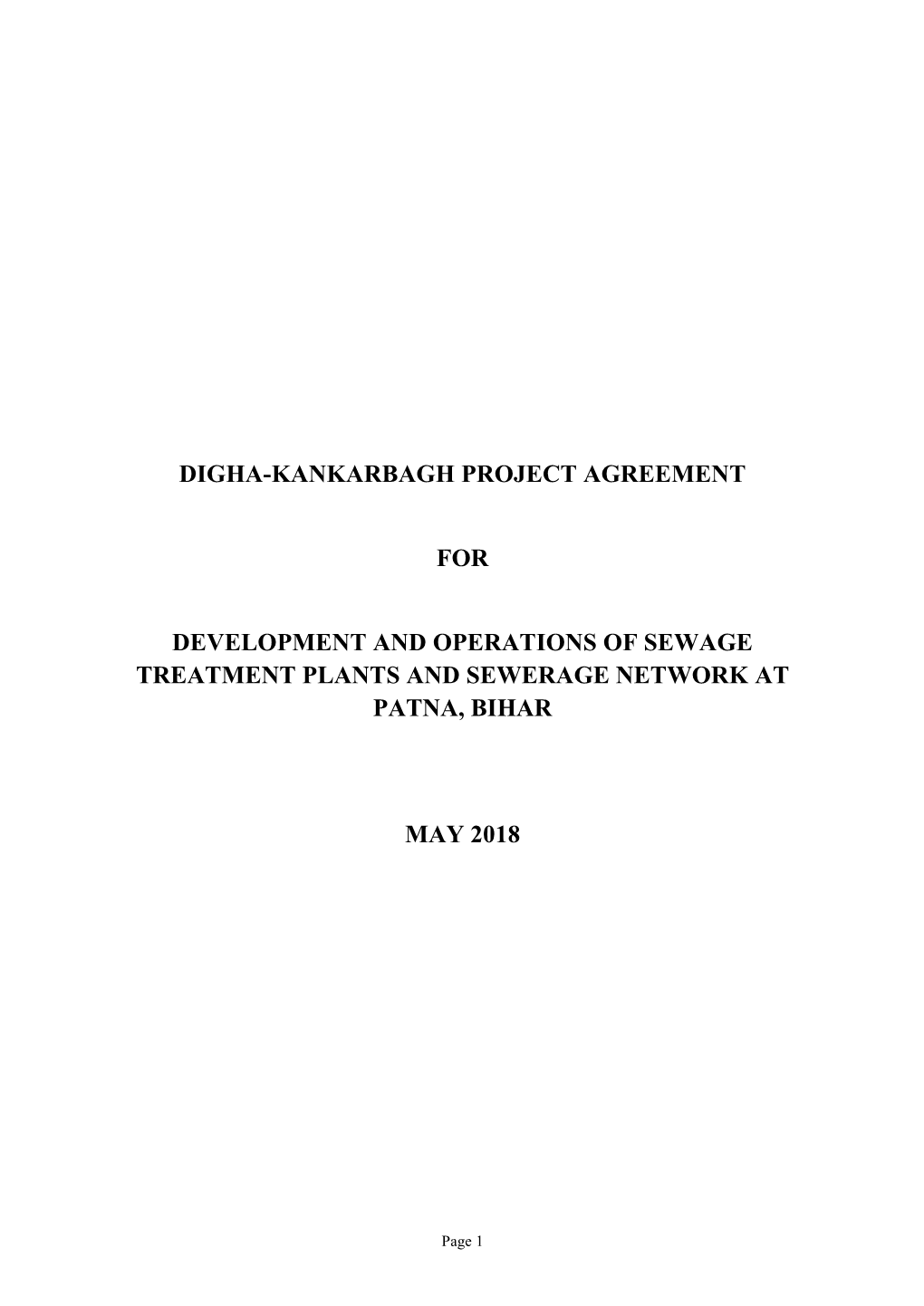 Digha-Kankarbagh Project Agreement For
