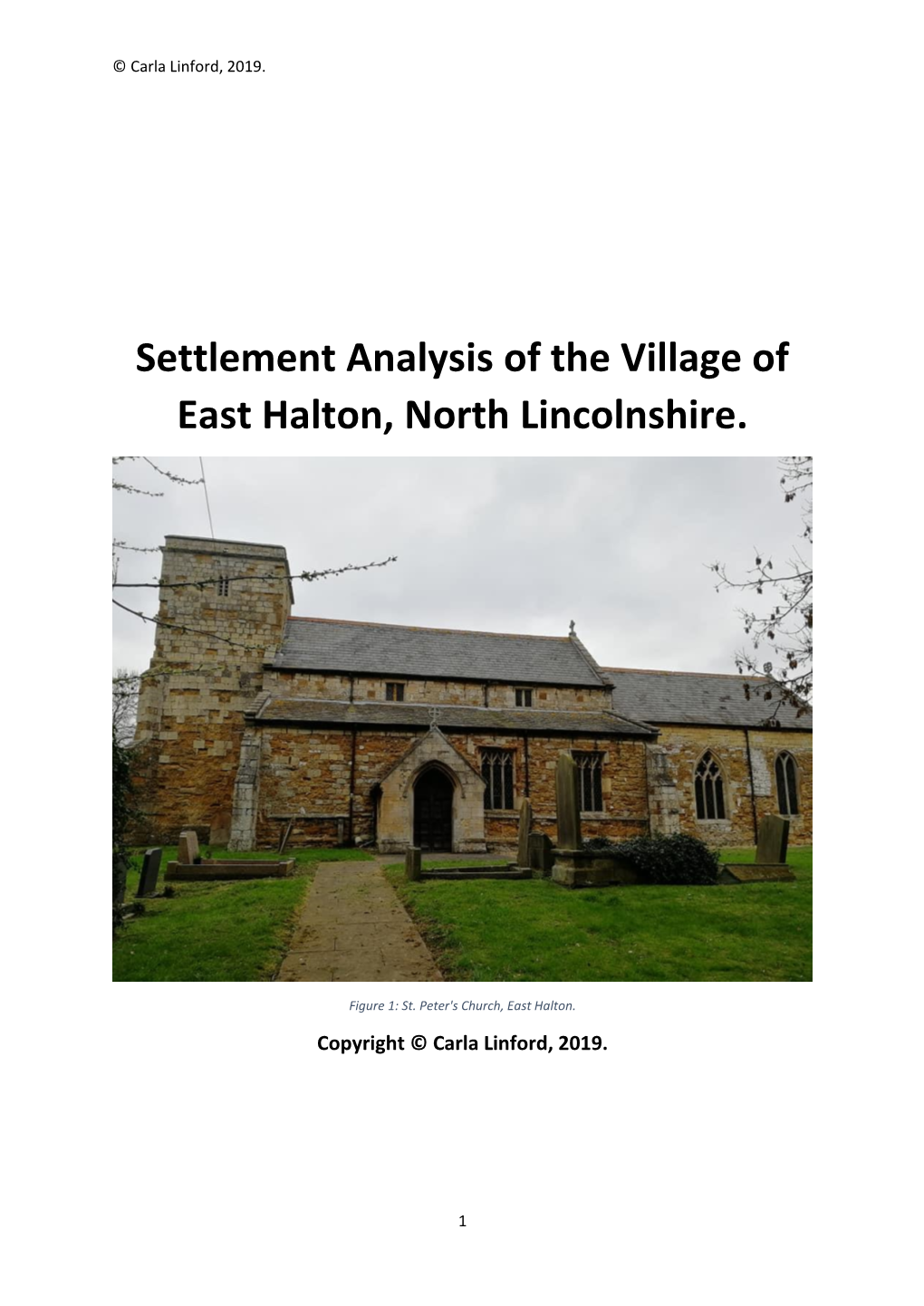 Settlement Analysis of the Village of East Halton, North Lincolnshire