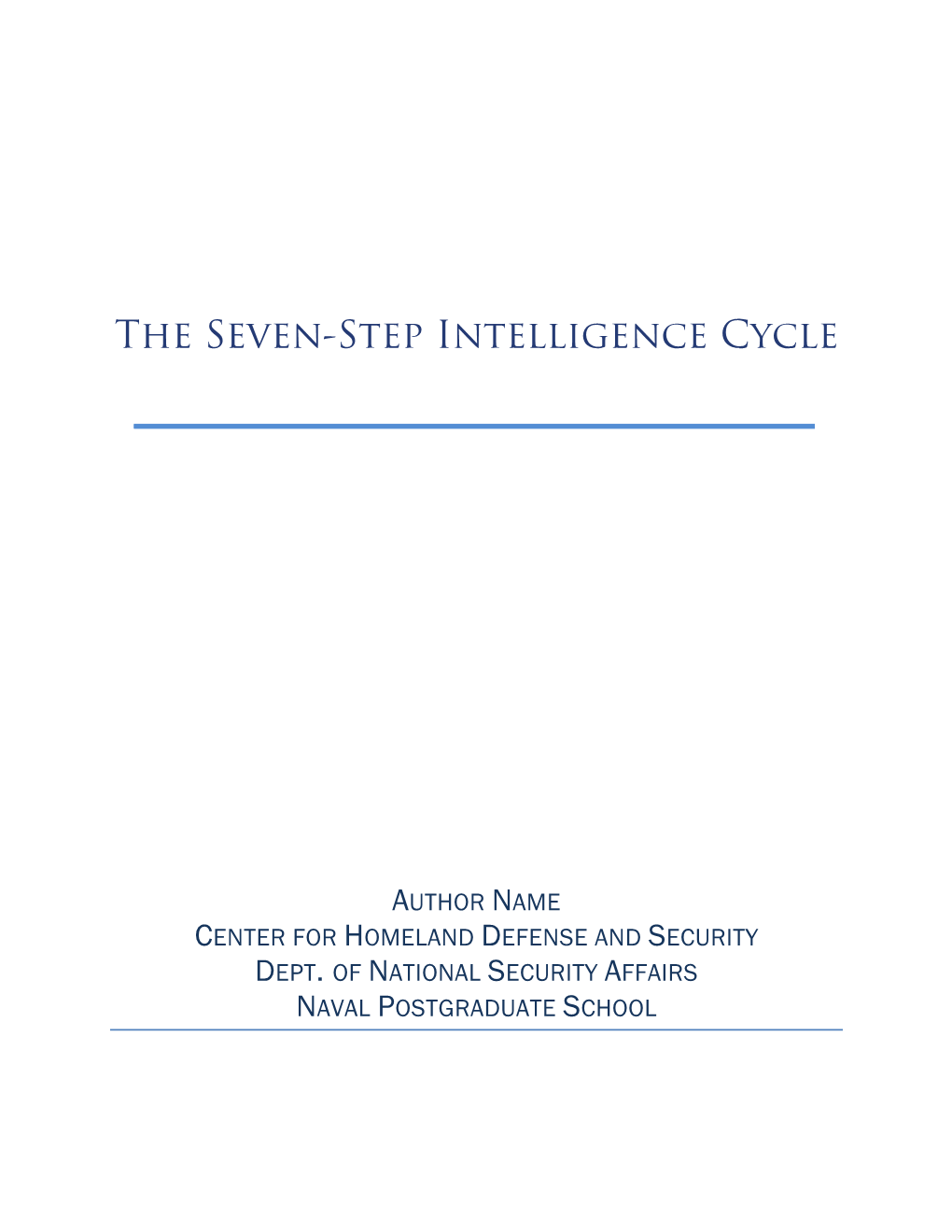 The Seven-Step Intelligence Cycle