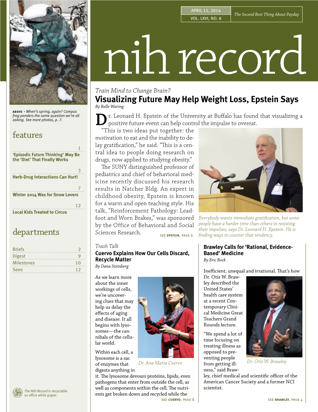 April 11, 2014, NIH Record, Vol. LXVI, No. 8