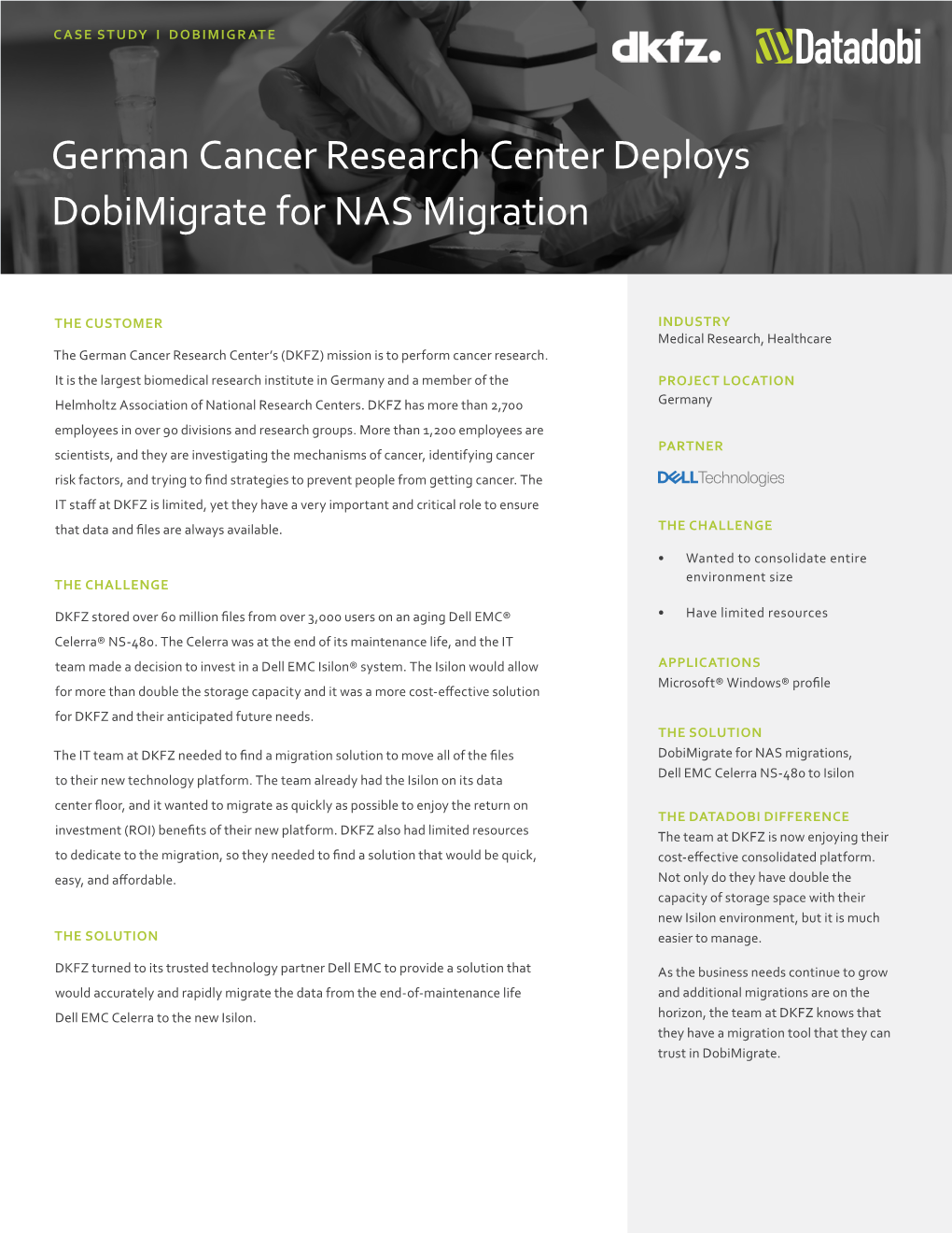 German Cancer Research Center Deploys Dobimigrate for NAS Migration