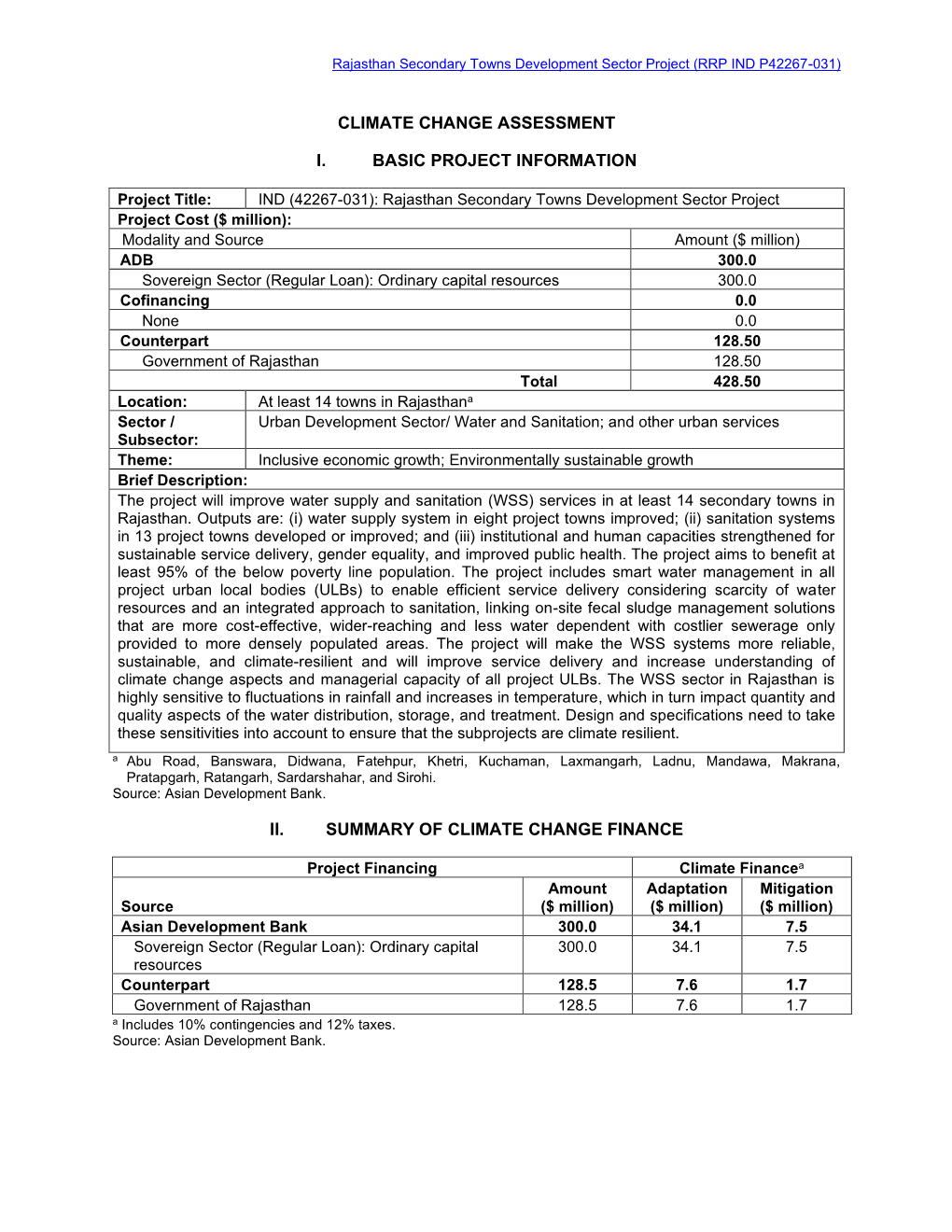 Climate Change Assessment