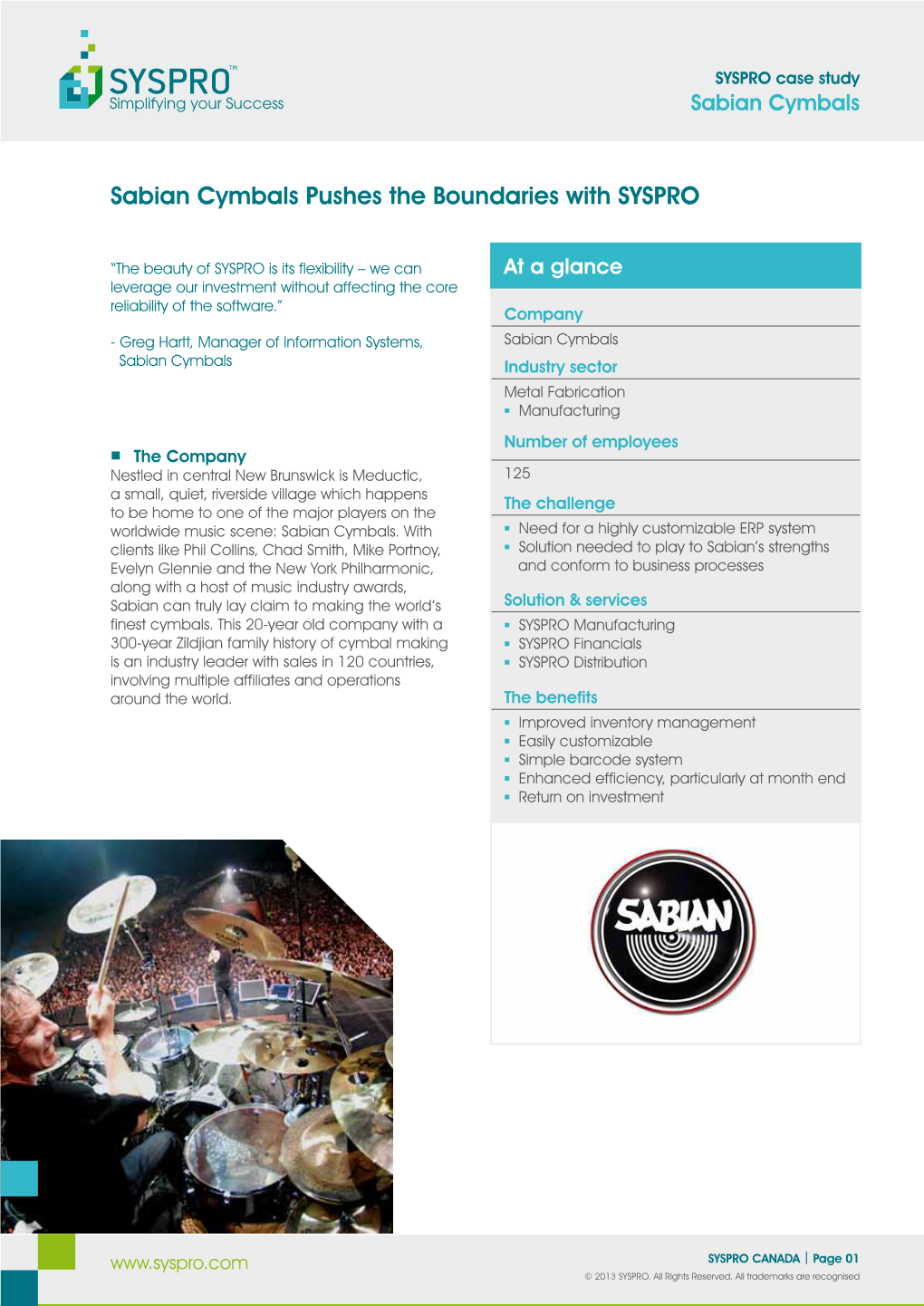 Sabian Cymbals Pushes the Boundaries with SYSPRO