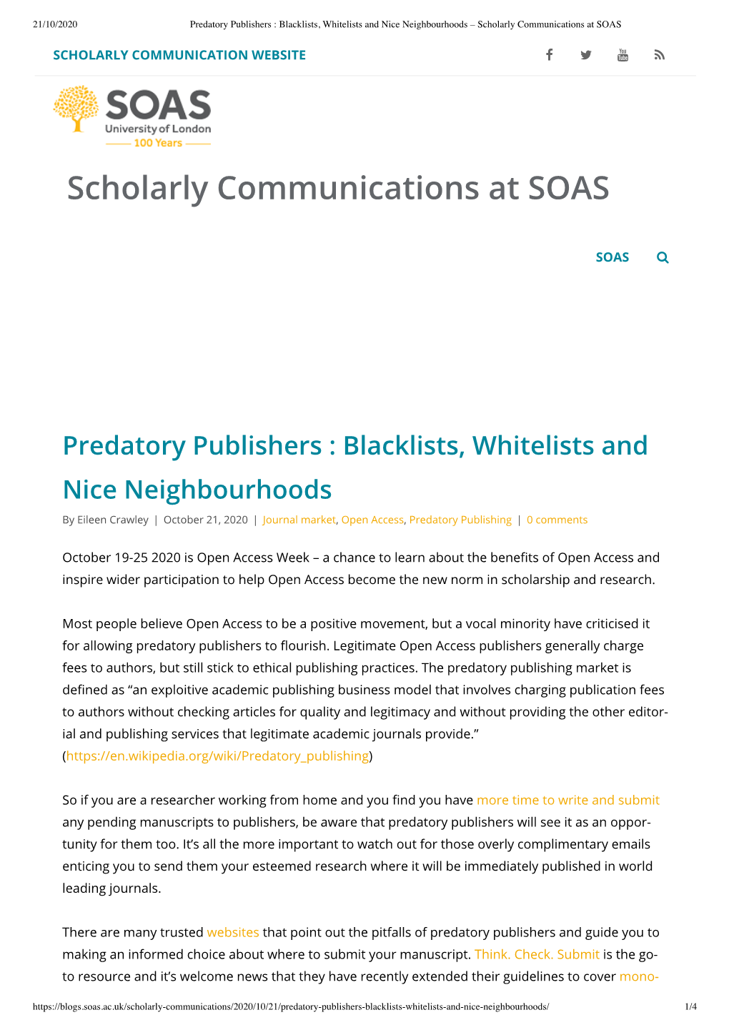 Scholarly Communications at SOAS