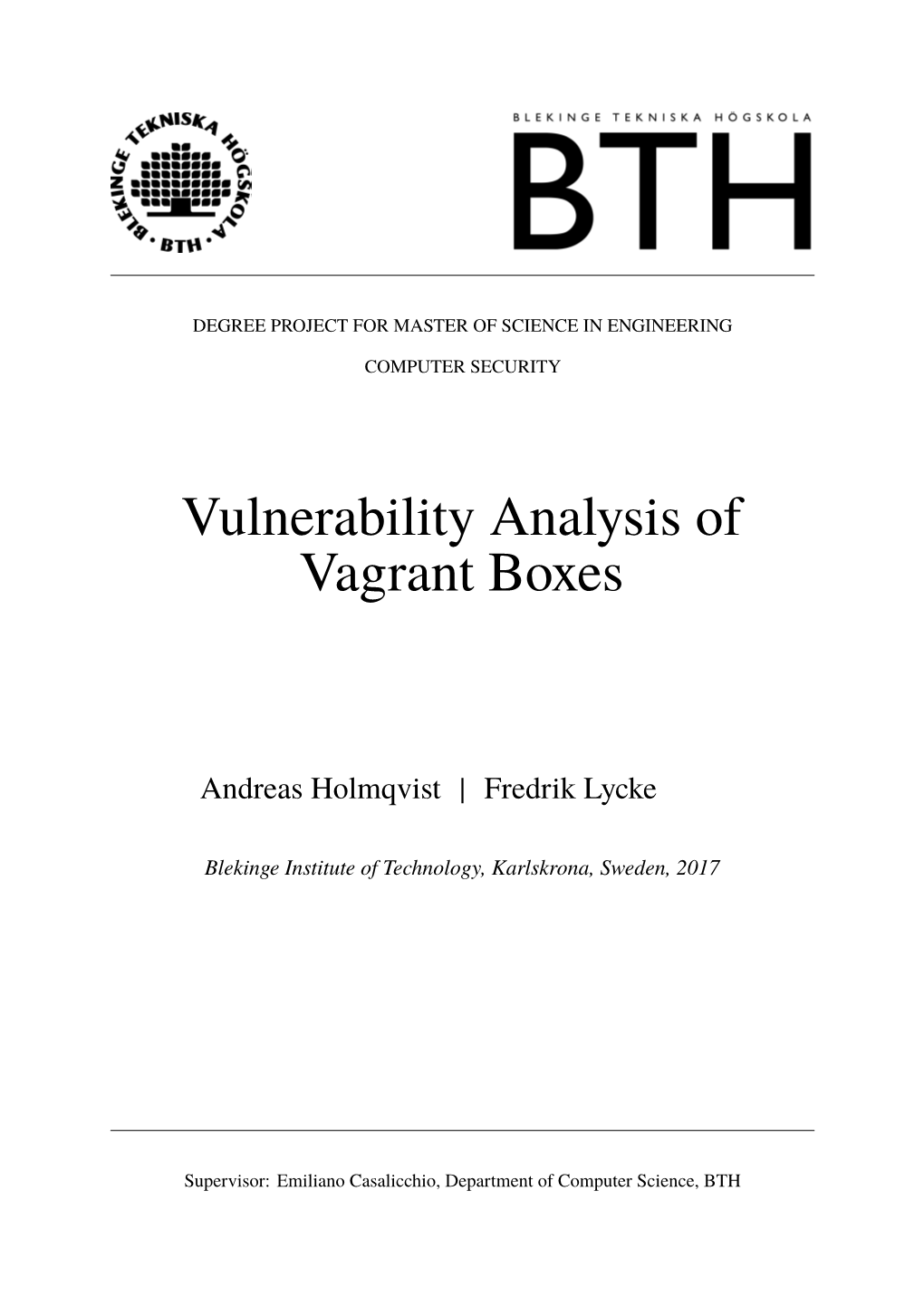 Vulnerability Analysis of Vagrant Boxes