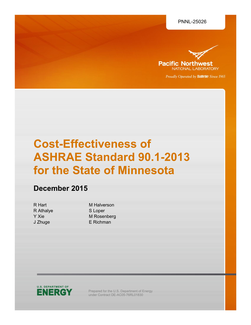 Cost Effectiveness of ASHRAE Standard 90.1-2013 for the State Of