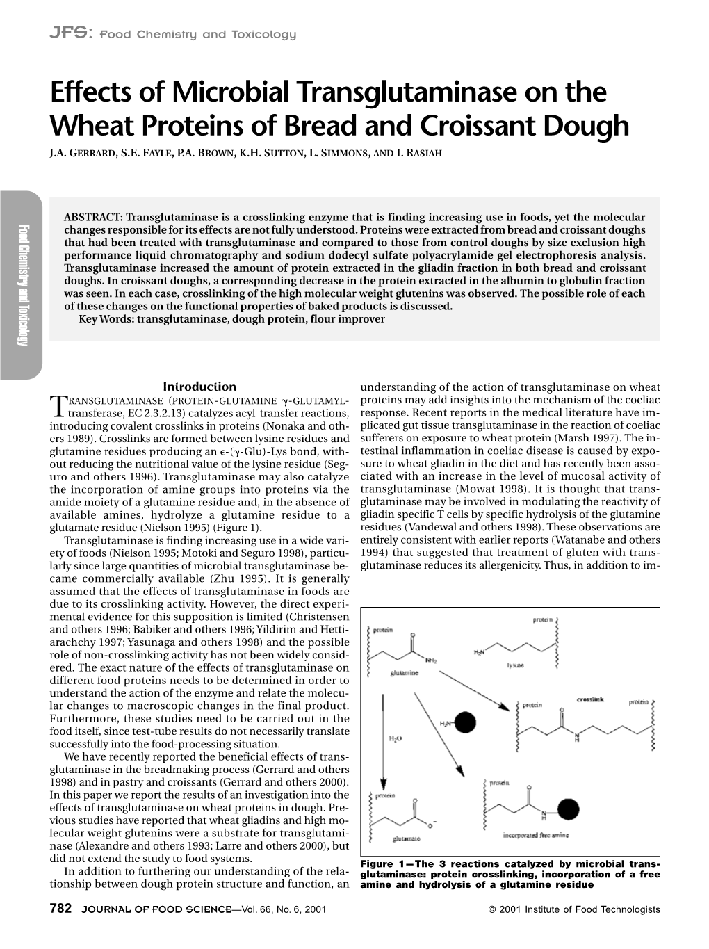 Effects of Microbial Transglutaminase on the Wheat Proteins of Bread and Croissant Dough J.A