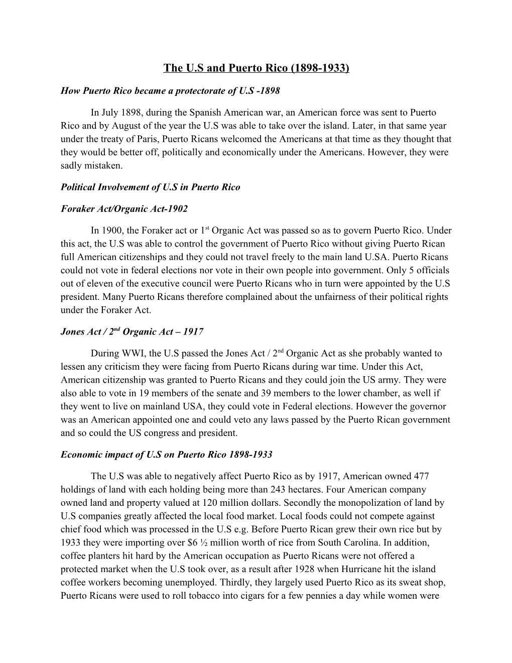 How Puerto Rico Became a Protectorate of U.S -1898