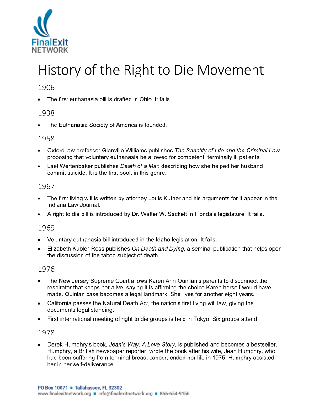 History of the Right to Die Movement 1906  the First Euthanasia Bill Is Drafted in Ohio