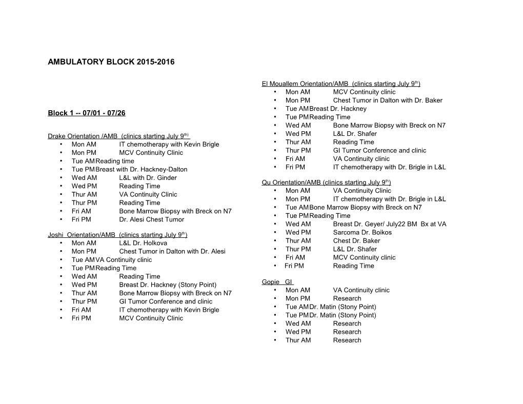 Ambulatory Block 2015-2016