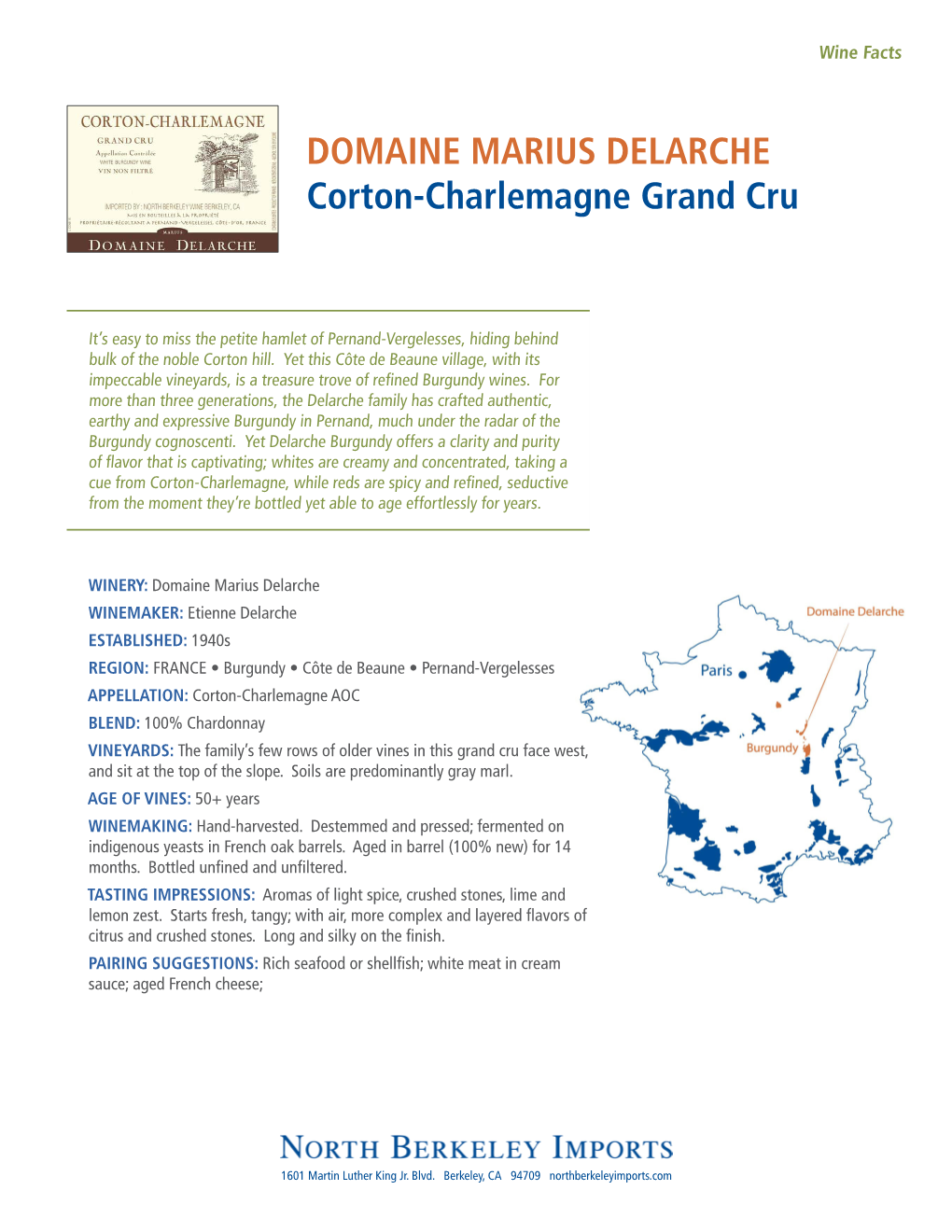 DOMAINE MARIUS DELARCHE Corton-Charlemagne Grand Cru