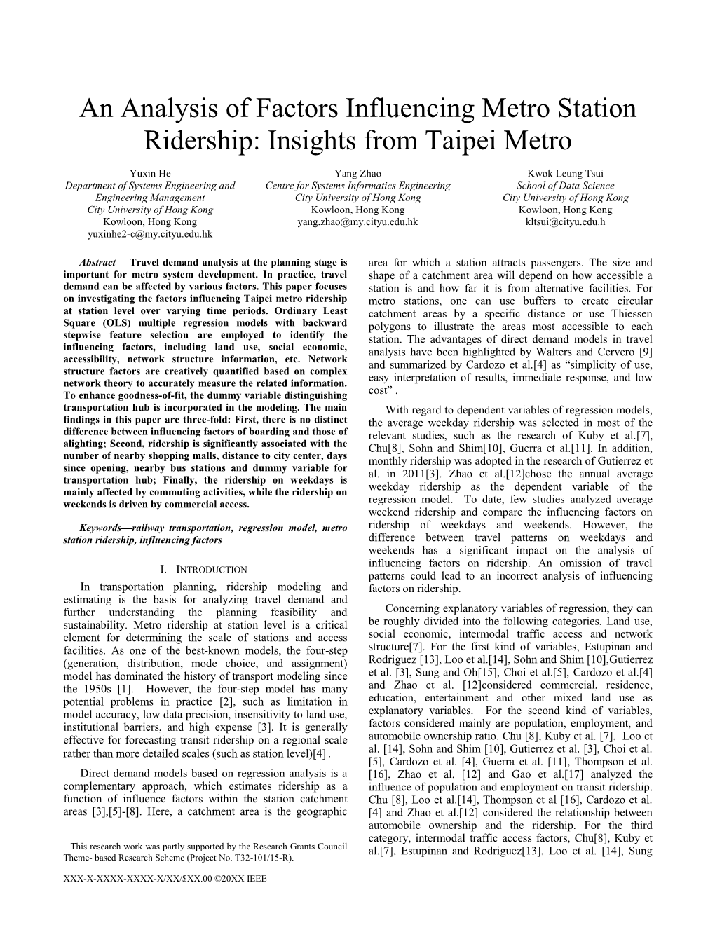 An Analysis of Factors Influencing Metro Station Ridership: Insights from Taipei Metro