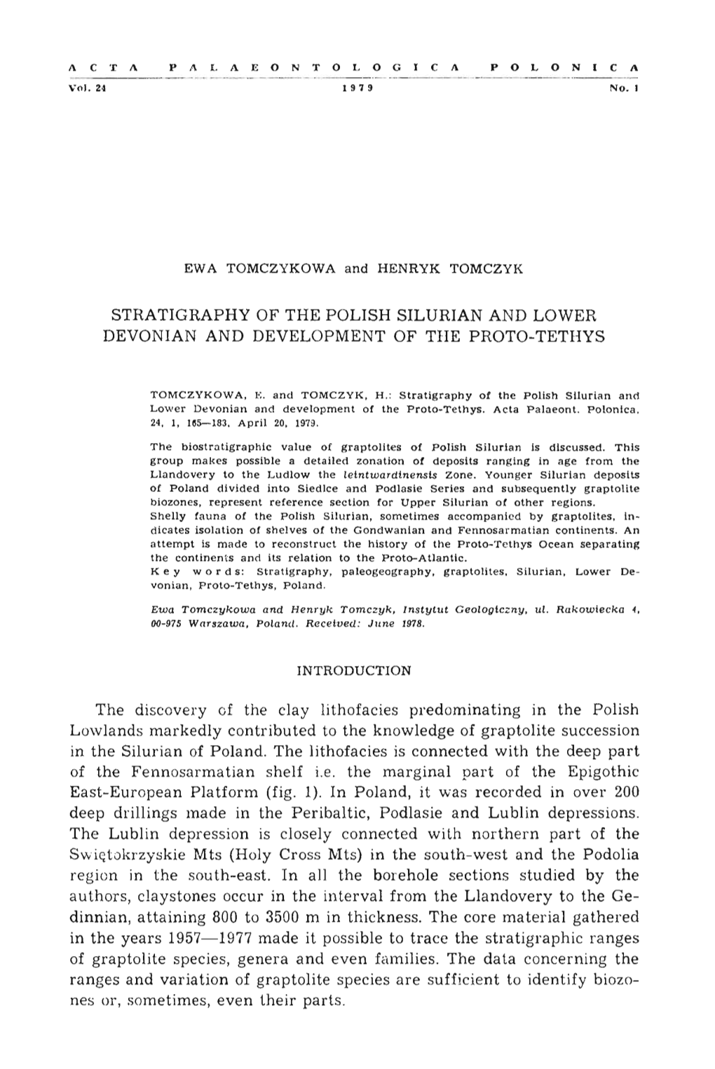 Stratigraphy of the Polish Silurian and Lower Devonian and Development of the Proto-Tethys