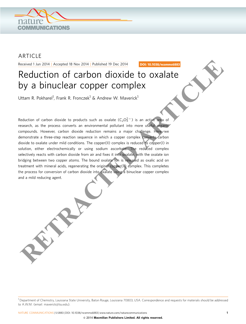 Reduction of Carbon Dioxide to Oxalate by a Binuclear Copper Complex