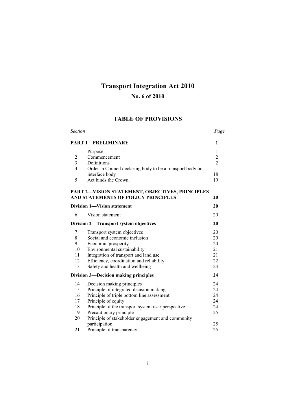 Transport Integration Act 2010