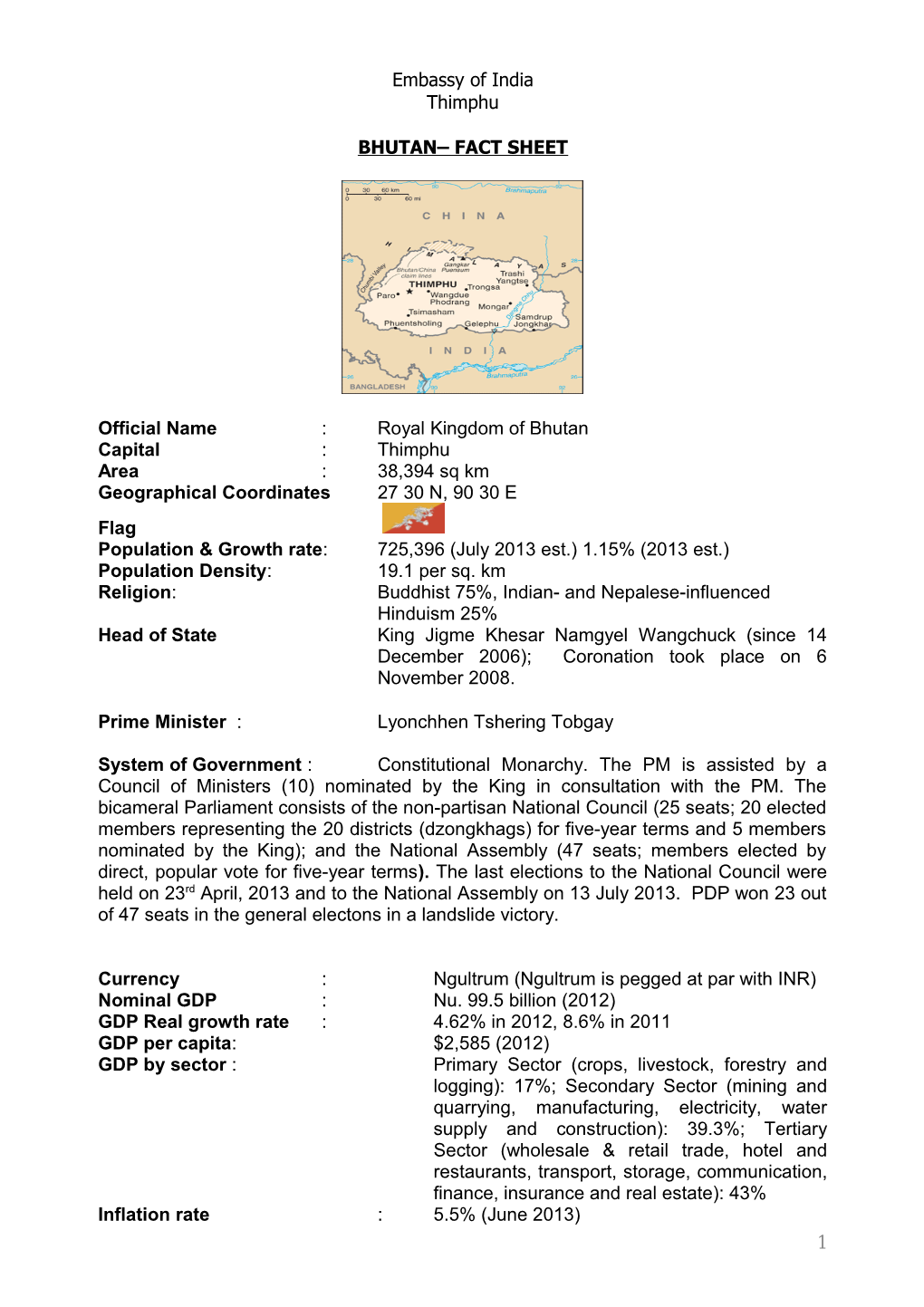 Bhutan Fact Sheet