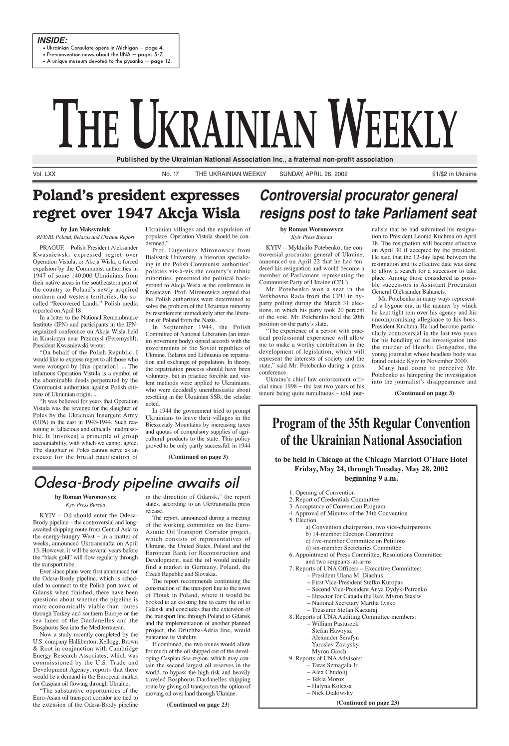 The Ukrainian Weekly 2002, No.17