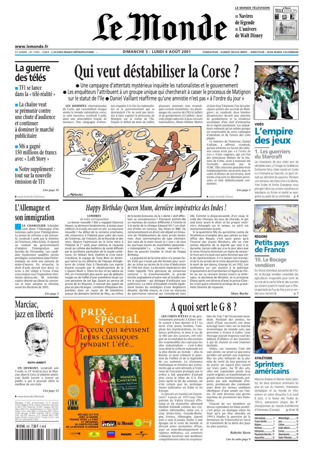 LE MONDE/PAGES&lt;UNE&gt;