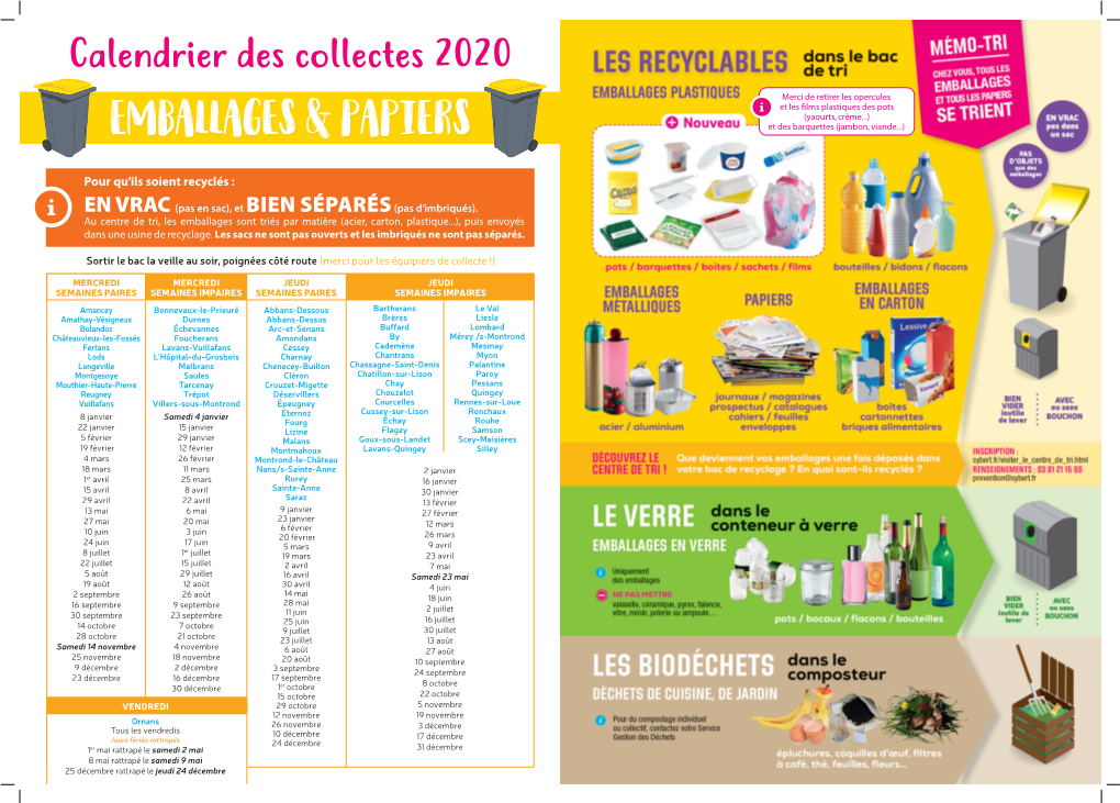 Calendrier Des Collectes 2020