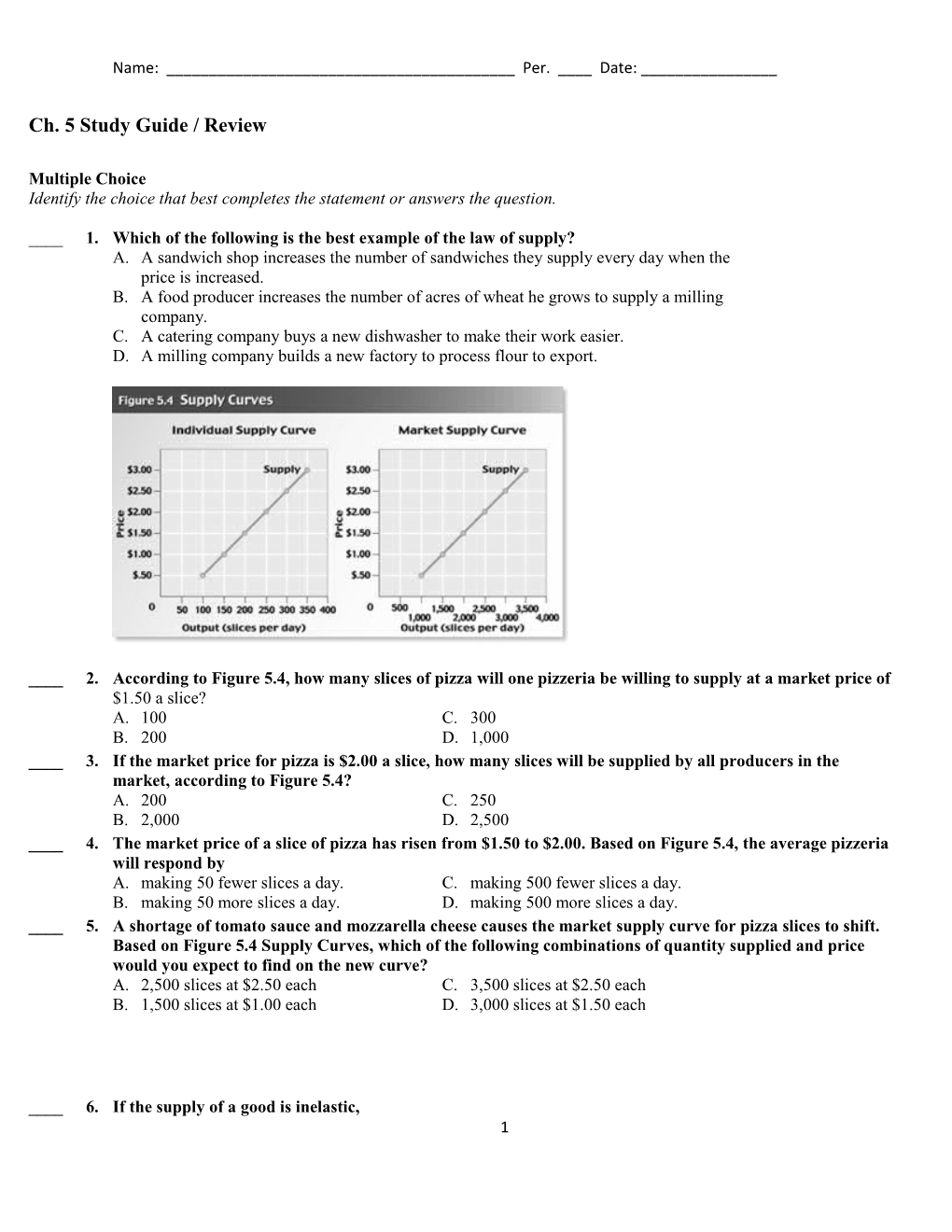 Ch. 5 Study Guide / Review