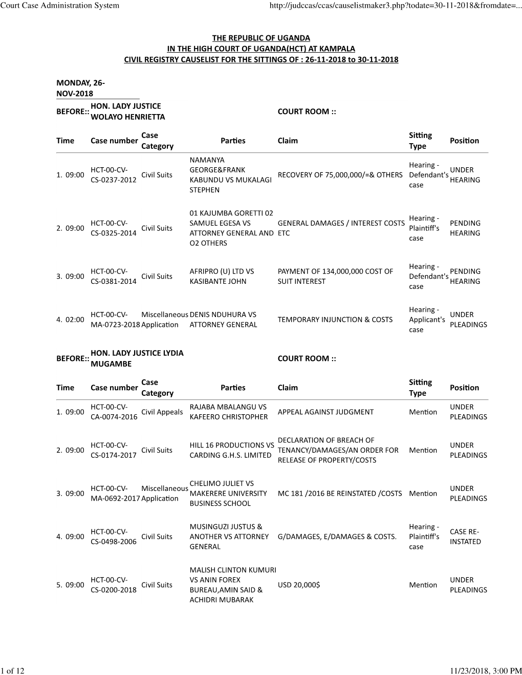 Court Case Administration System