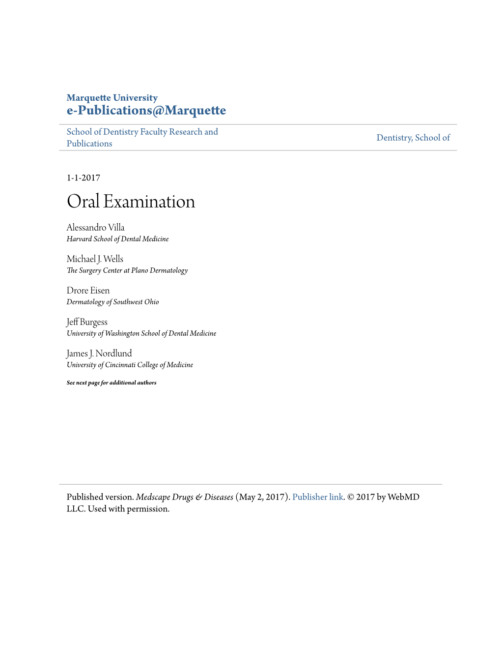 Oral Examination Alessandro Villa Harvard School of Dental Medicine