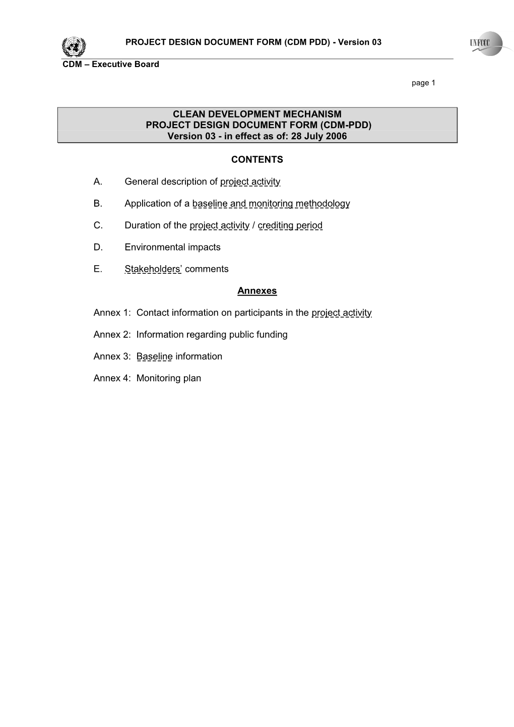 Clean Development Mechanism Project Design Document Form (CDM-PDD). (Version 03.2)