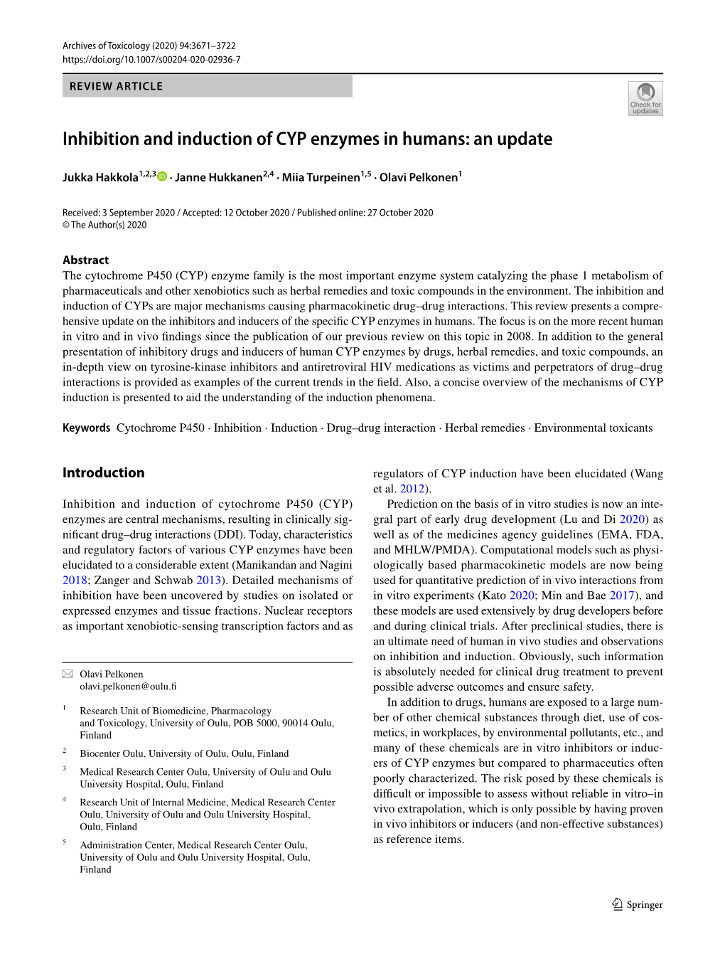 Inhibition and Induction of CYP Enzymes in Humans: an Update