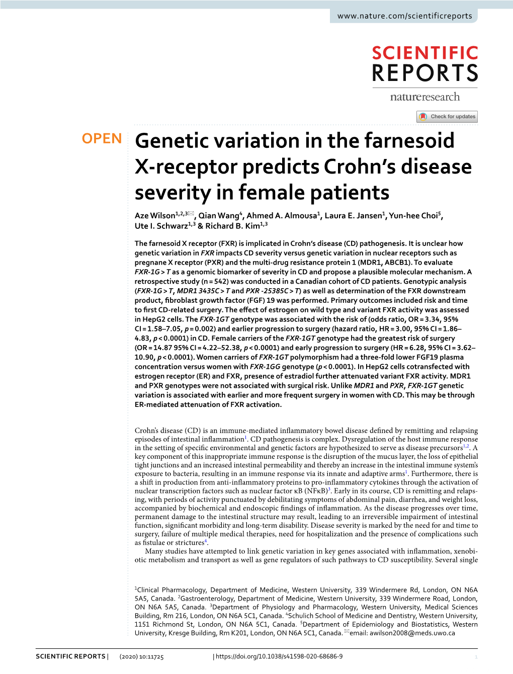 Genetic Variation in the Farnesoid X-Receptor Predicts Crohn's Disease
