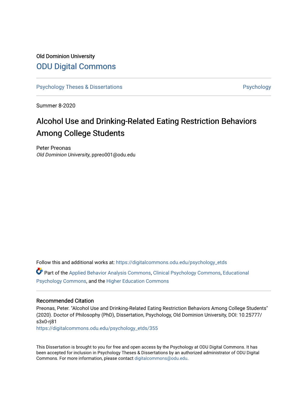 Alcohol Use and Drinking-Related Eating Restriction Behaviors Among College Students