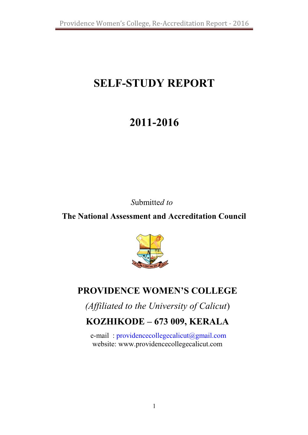 Providence Women's College, Re-Accreditation Report